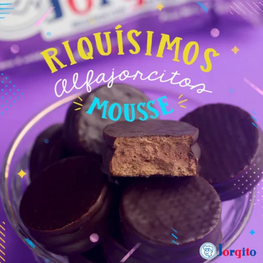 Alfajor Jorgito Mini Chocolate Relleno con Mousse -Paquete de 6 unidades