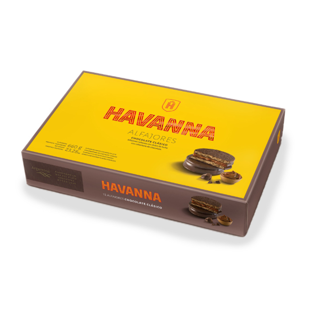 Alfajores Havanna de Chocolate con Dulce de Leche (Pack de 12 – 660 g / 23.28 oz)