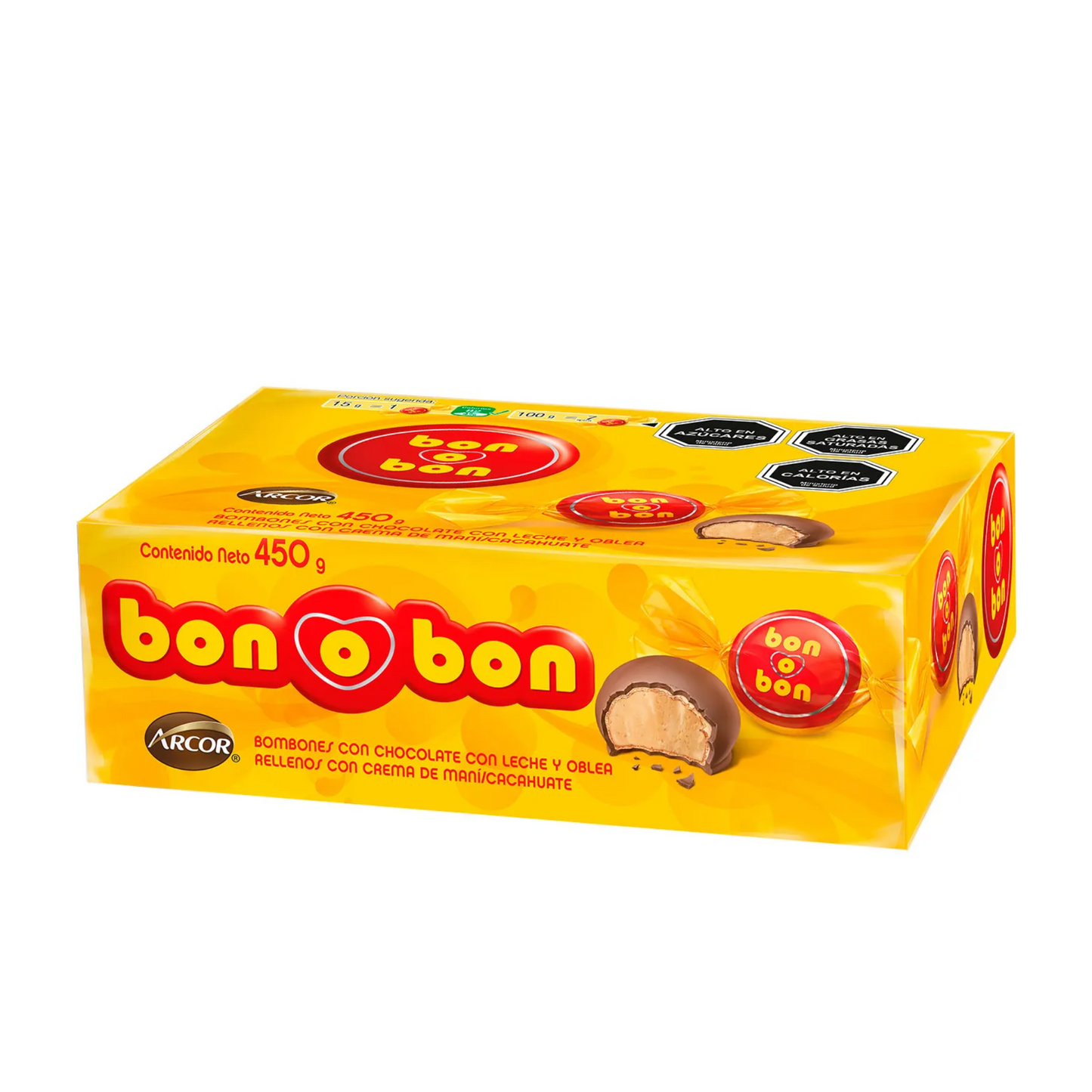 Bon o Bon Chocolate Tradicional Relleno de Mantequilla de Maní, 450 g / 15.87 oz (Caja de 30 unidades)