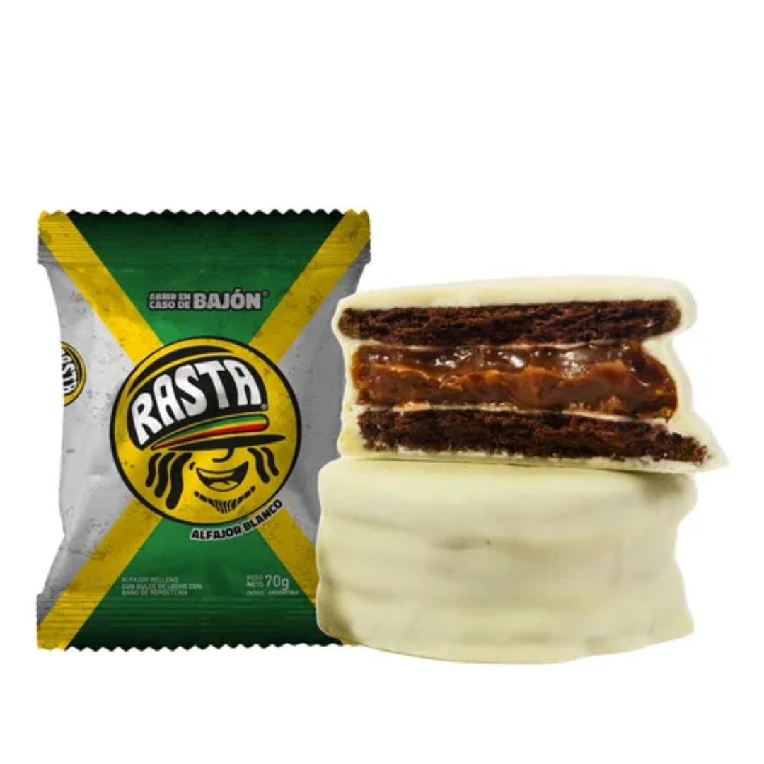 Alfajores de Chocolate Blanco Rasta 70 g (Pack de 6)