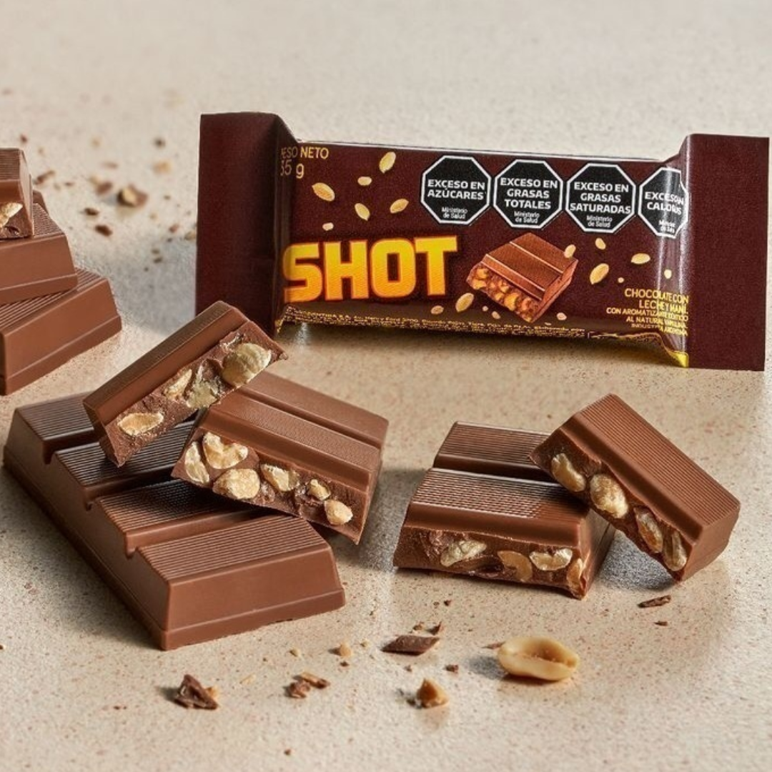 Shot Chocolate con Maní – Pack x25 unidades (35 g / 1.23 oz c/u)