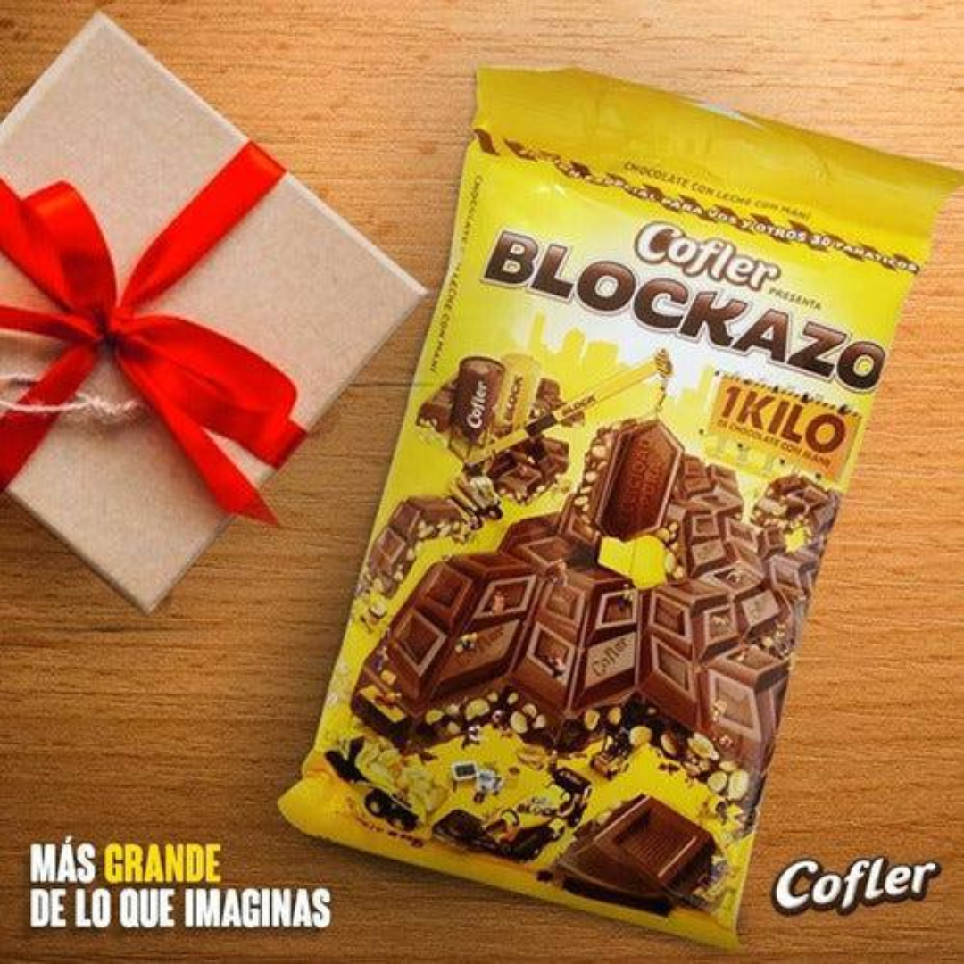 Cofler Block Blockazo – Chocolate con Leche y Maní – 1 kg / 35.27 oz