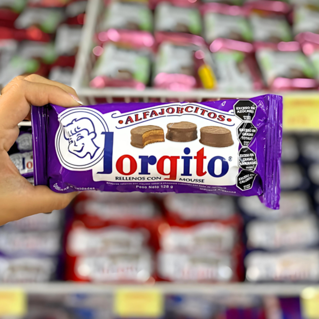 Alfajor Jorgito Mini Chocolate Relleno con Mousse -Paquete de 6 unidades