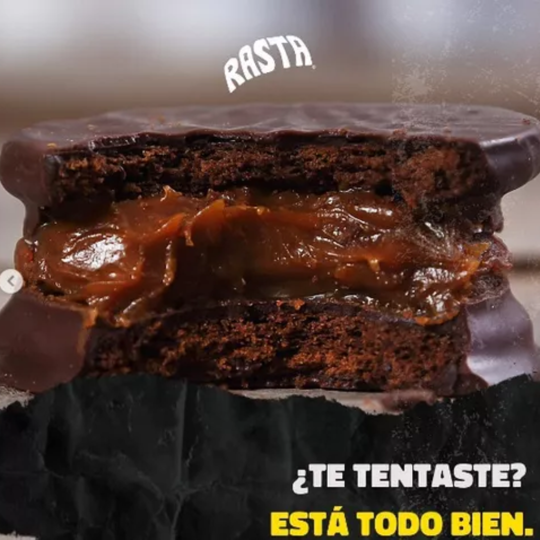 Alfajores Rasta de Chocolate Negro – Rellenos con Dulce de Leche Pack de 6 unidades – 70 g c/u