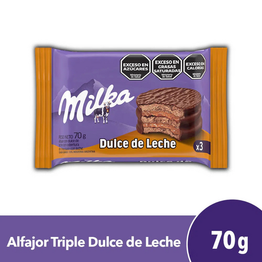 Alfajor Milka Triple Dulce de Leche Paquete de 6 unidades – 70 g c/u