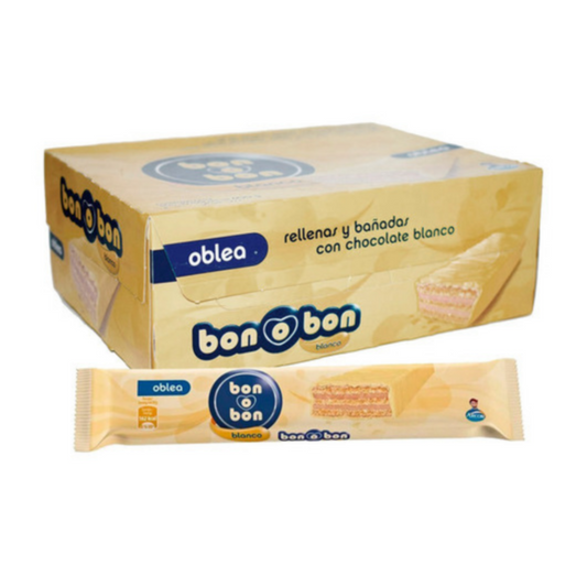 Bon o Bon Oblea de Chocolate Blanco, 600 g / 21.16 oz (Pack de 20 unidades)