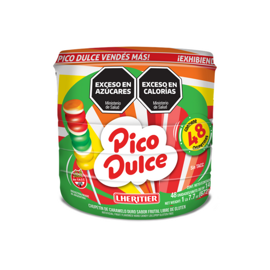 Chupetín Pico Dulce – Piruleta Arcoíris de Caramelo Caja de 48 unidades – 672 g / 23.7 oz