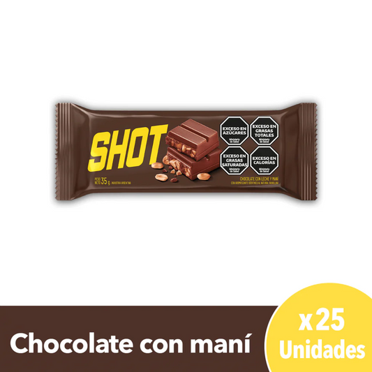 Shot Chocolate con Maní – Pack x25 unidades (35 g / 1.23 oz c/u)