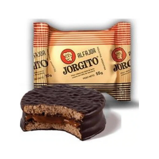 Alfajor Jorgito de Chocolate Negro – Relleno de Dulce de Leche Pack de 12 unidades