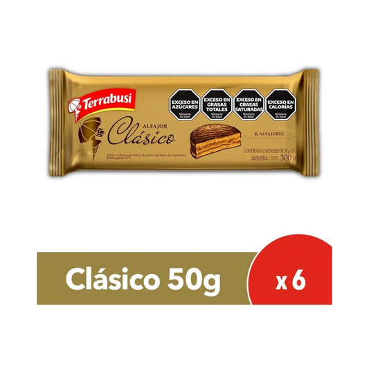 Alfajor Terrabusi Clásico de Chocolate Paquete de 6 unidades