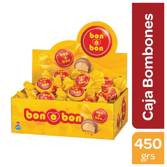 Bon o Bon Chocolate Tradicional Relleno de Mantequilla de Maní, 450 g / 15.87 oz (Caja de 30 unidades)