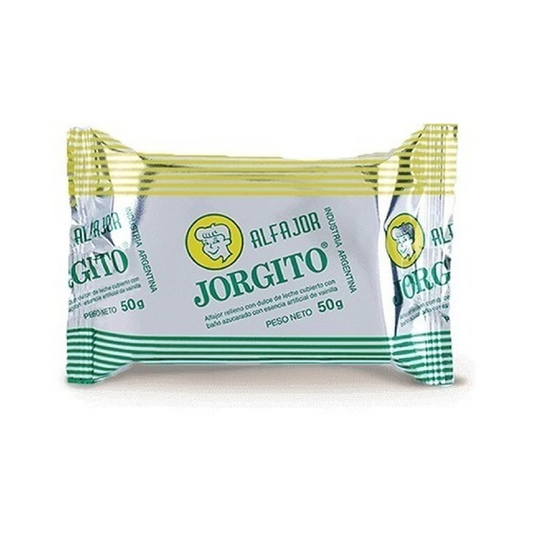 Alfajor Jorgito Blanco – Dulce de Leche con Recubrimiento de Azúcar Paquete de 12 unidades