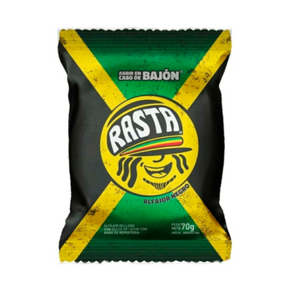 Alfajores Rasta de Chocolate Negro – Rellenos con Dulce de Leche Pack de 6 unidades – 70 g c/u