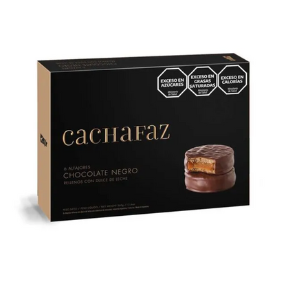 Alfajor Cachafaz de Chocolate Negro con Dulce de Leche Caja de 12 unidades