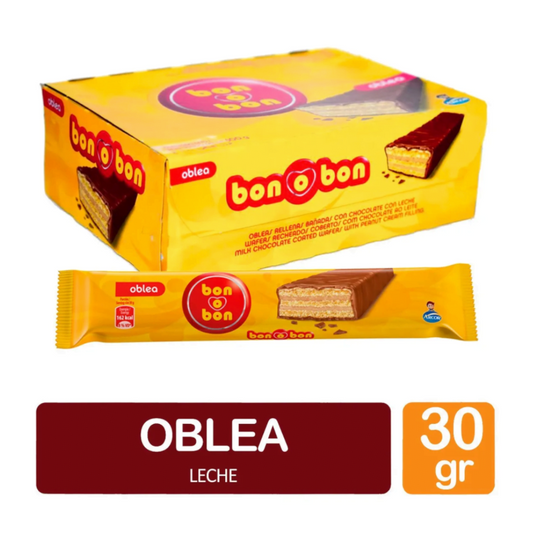 Bon o Bon Oblea de Chocolate con leche 600 g / 21.16 oz (Caja de 20 unidades)