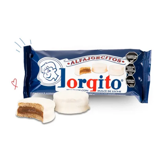 Alfajor Jorgito Mini Blanco – Relleno de Dulce de Leche Paquete de 6 unidades