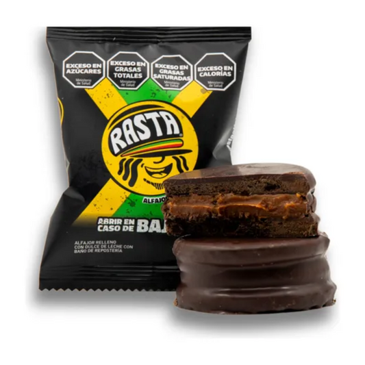 Alfajores Rasta de Chocolate Negro – Rellenos con Dulce de Leche Pack de 6 unidades – 70 g c/u
