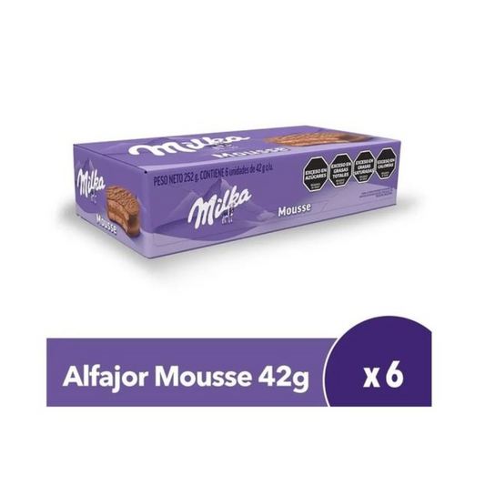 Alfajor Milka Simple Mousse 42g pack 6 (252 gramos)