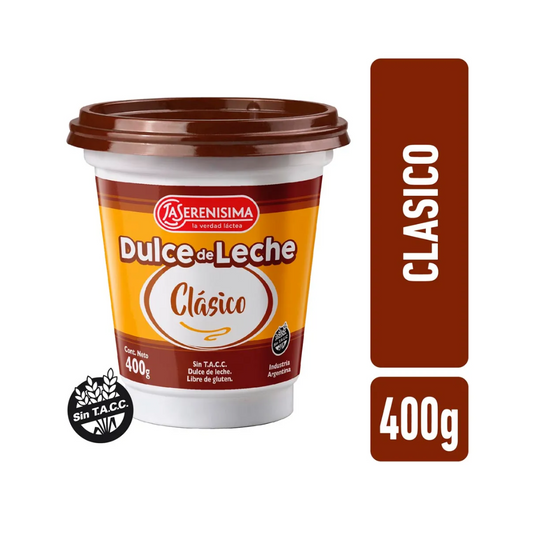 La Serenísima Dulce de Leche Clásico Receta Blanda – Sin T.A.C.C. – 400 g / 14.1 oz