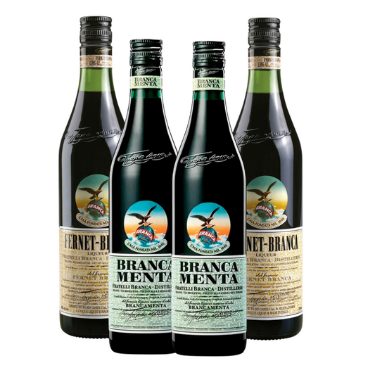Combo x4 Fernet Argentino – 2 Branca Clásico + 2 Menta – 750 ml c/u