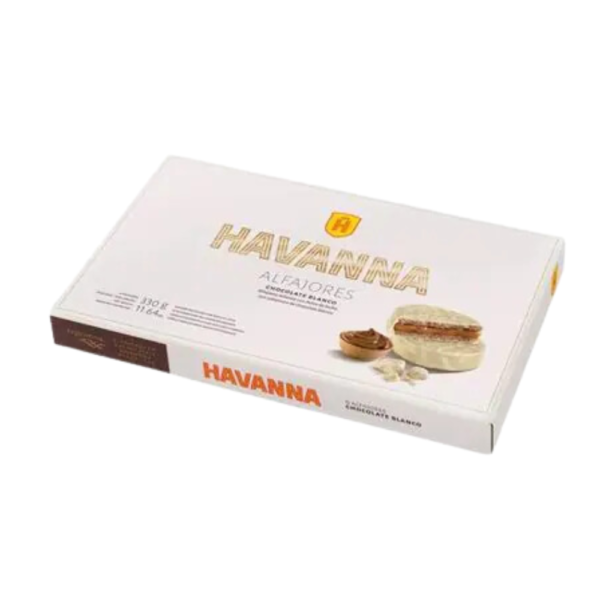 Alfajor Havanna Chocolate Blanco, White Chocolate with Dulce de Leche 12 units 612 g / 1.34 lb