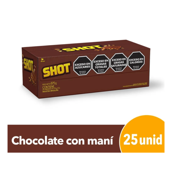 Chocolate en Barra Shot Milk with Peanuts 35g/1.23 oz (Caja 25 unidades) (875g/30.86 oz)