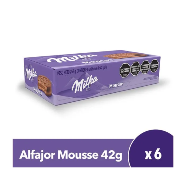 Alfajor Milka Simple Mousse 42g pack 6 (252 gramos)