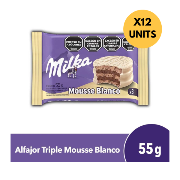 Alfajor Milka Triple Mousse Blanco 55 g / 1.94 oz (pack 12)