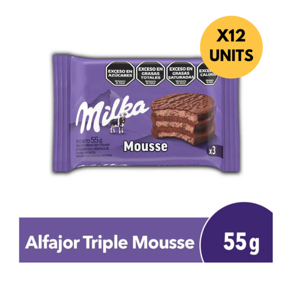 Alfajor Milka Triple Mousse 55 g / 1.94 oz (pack 12)