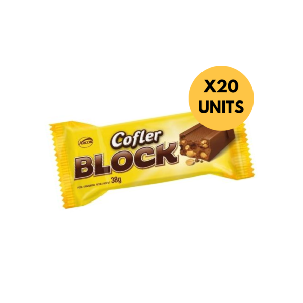 Chocolate Cofler Block White Chocolate Bar with Peanuts, 38 g / 1.34 oz ea (box of 20 bars) (760 gramos)